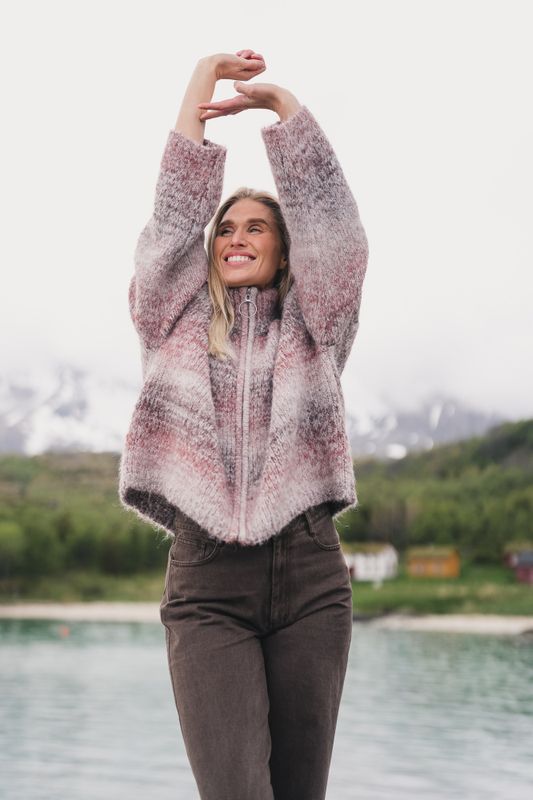 Tine Gradient Cardigan Burgundy Mix 
