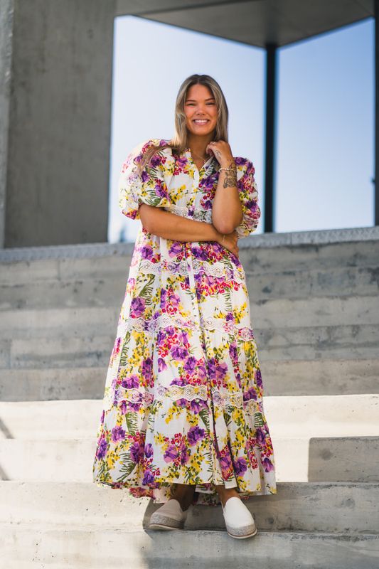 Cotton Slub Relaxed Dress Purple Breeze 