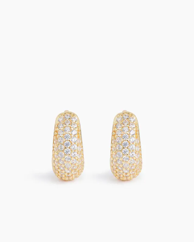 Pavé Dome Huggies Gold