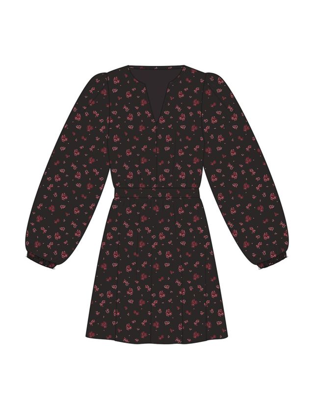 Nancy Dress Aop Syrah Flower