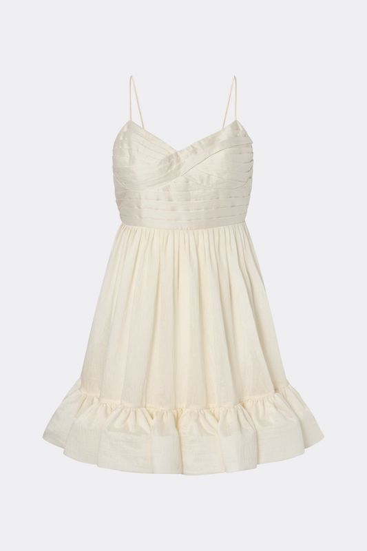 Hera Tie-Back Ruffled Mini Dress Pearl 