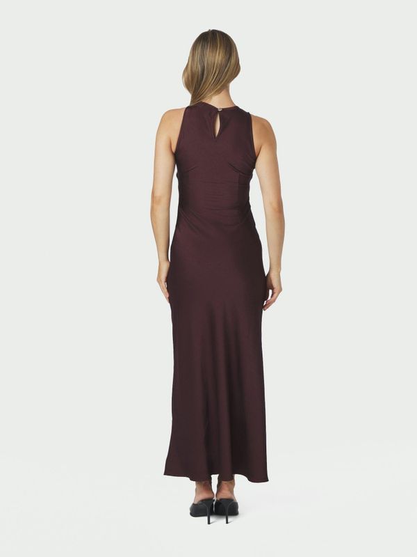 Celinie Heavy Sateen Dress Burgundy 