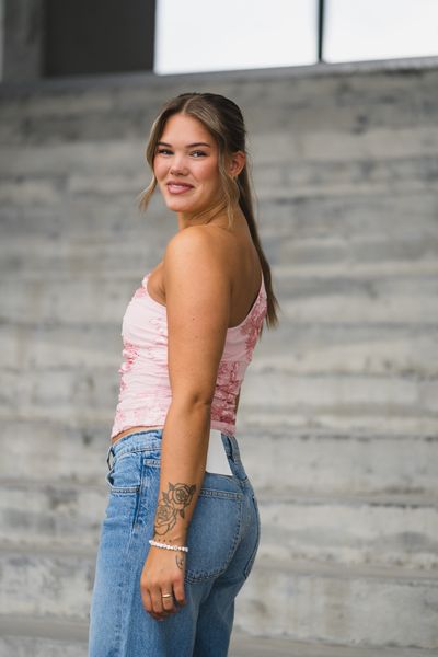 Hovedbilde Florini Big Flower Mesh Top Light Pink 