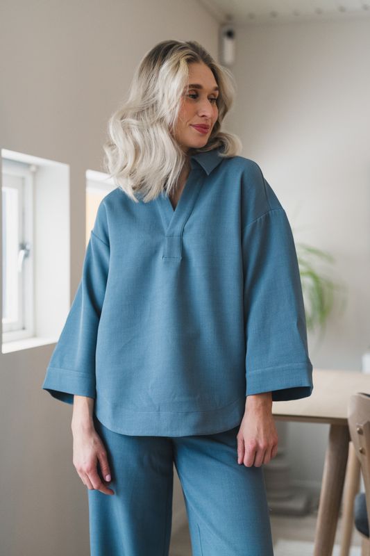 Caspian Blouse Washed Blue 