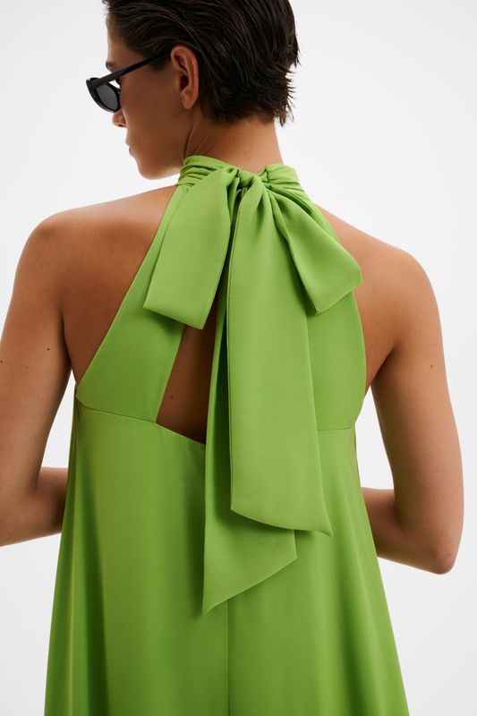Sabrina Halterneck Ruffled Midi Dress Lime 