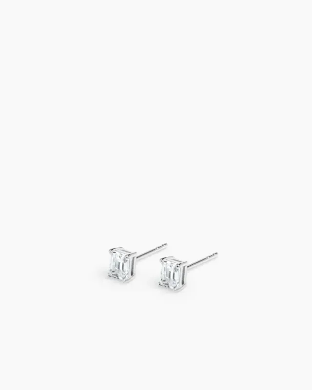 Emerald Studs Small Silver