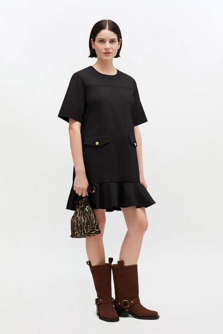 Hovedbilde Stretch Cotton Mini Dress W.Frill Black 