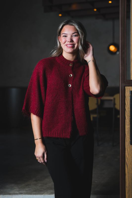 Benuta Fluffy Knit Cardigan Dark Red 