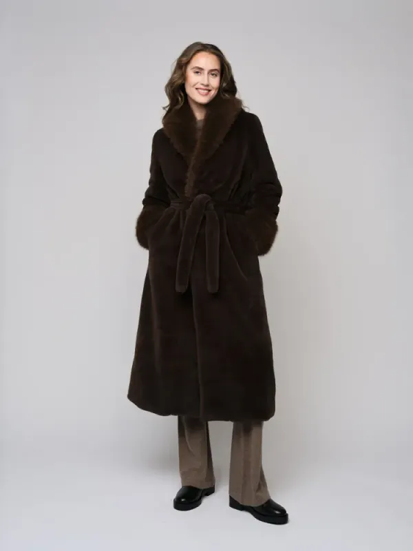 Caroline Fake Fur Jacket Brown 