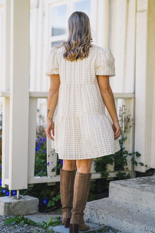Santina Dress Cream Check 