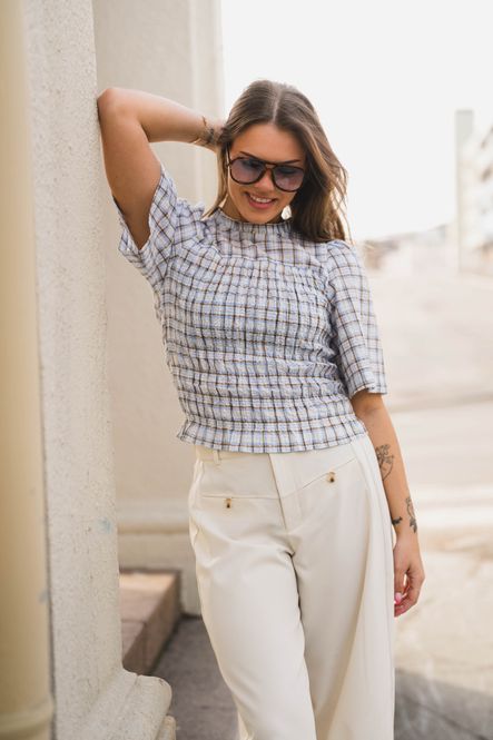 Hovedbilde Possini Mega Check Blouse Light Blue 