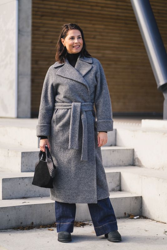 Wool Coat Long Grey 
