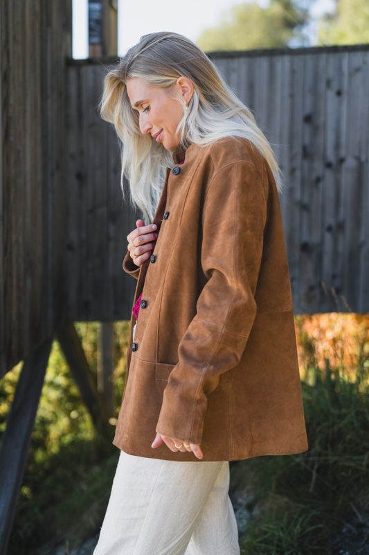 Lauren Leather Jacket Camel Suede 