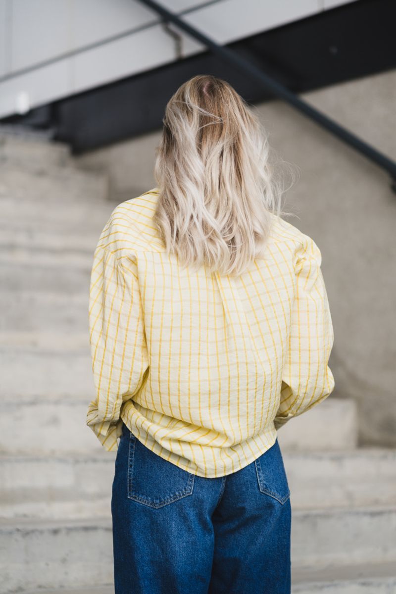 Mango Check Shirt Pastel Yellow 