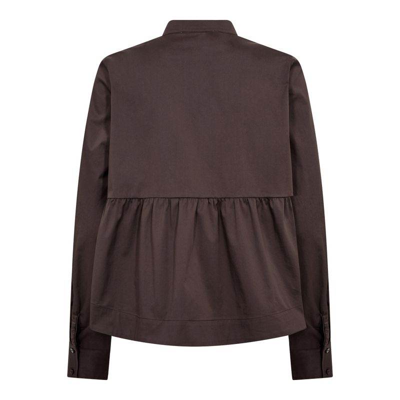 Poppy LS Flare Blouse Dark Brown 