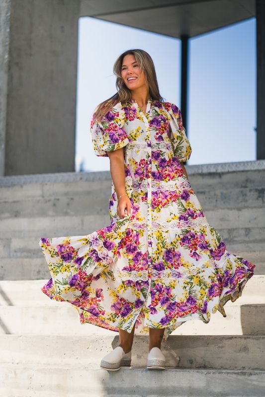 Cotton Slub Relaxed Dress Purple Breeze 