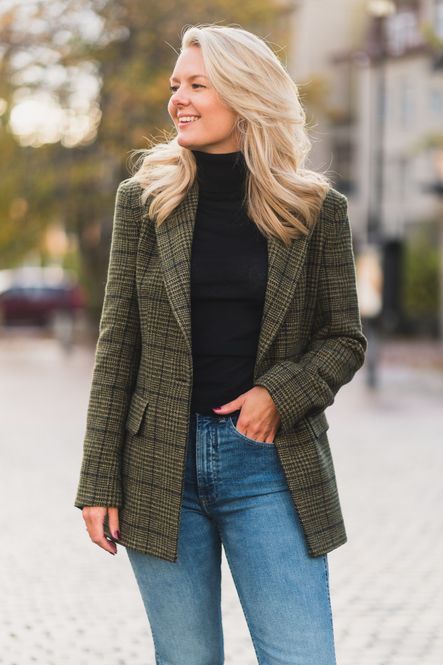 Hovedbilde Wool Blazer Slim Green Check