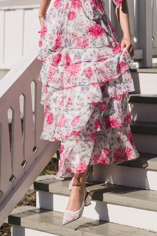 Marli Big Flower Dress Creme 