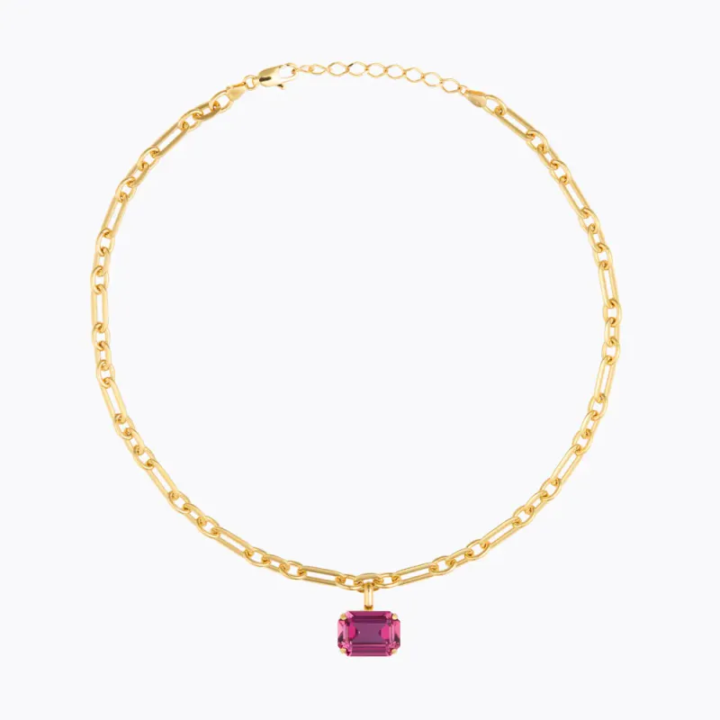 Lydia Chain Necklace Gold Dark Rose 