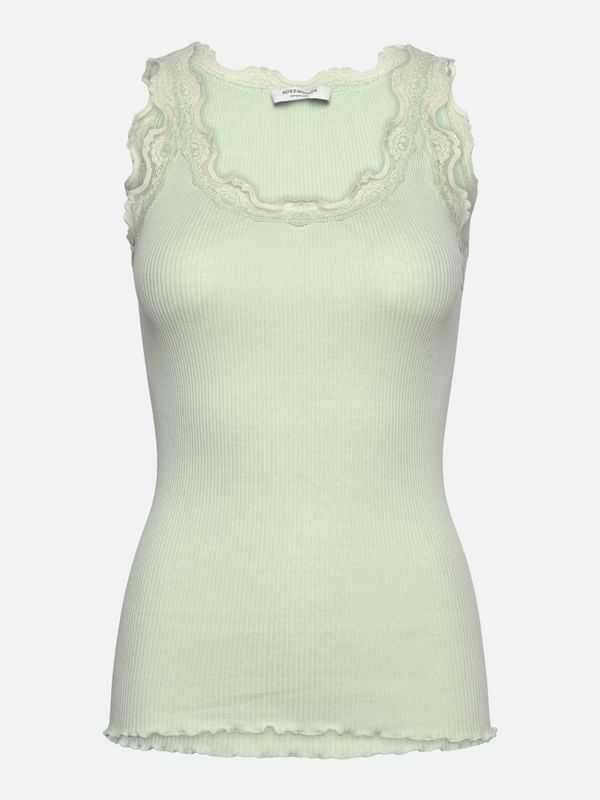 Babette Silk SL U-Neck Lace Top Green Lily 