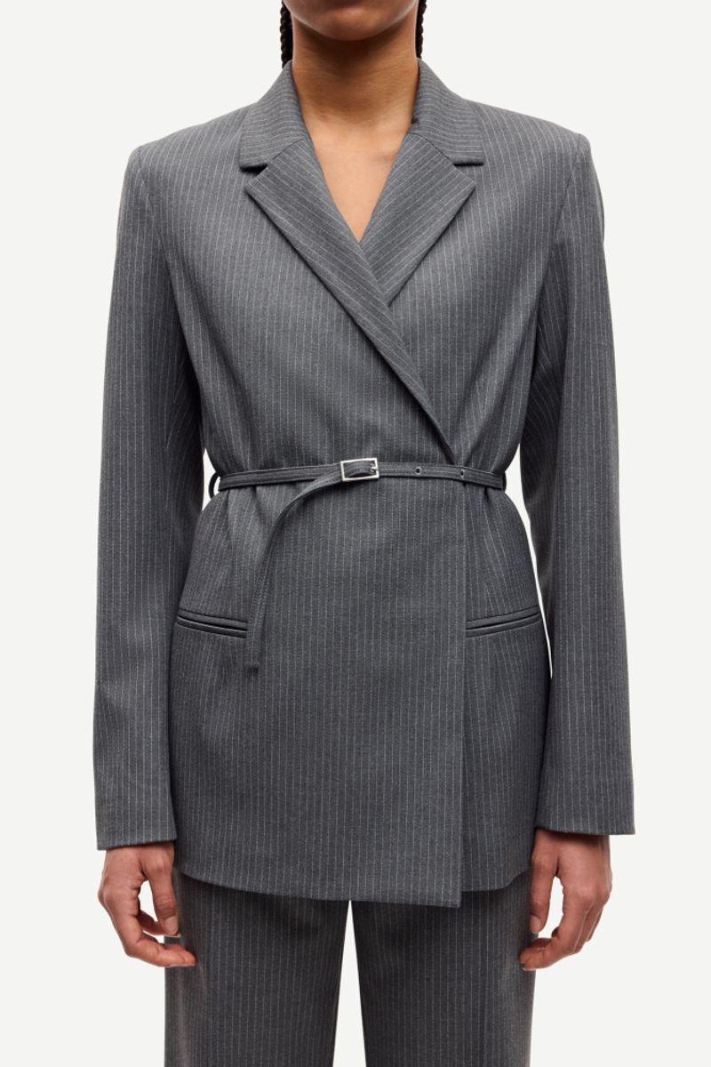 Salot Blazer Belt 15496 Dark Gull Gray Pinstripe 