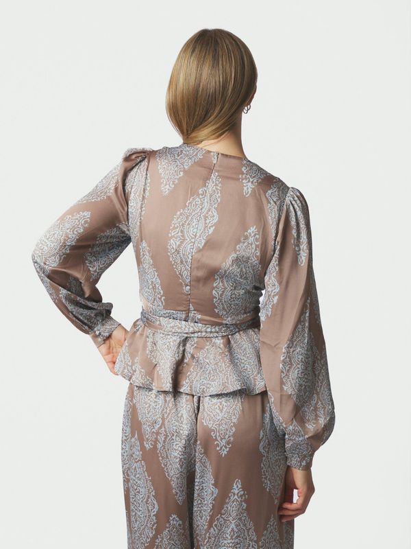 Rista Paisley Drop Blouse Dark Taupe/Light Blue 