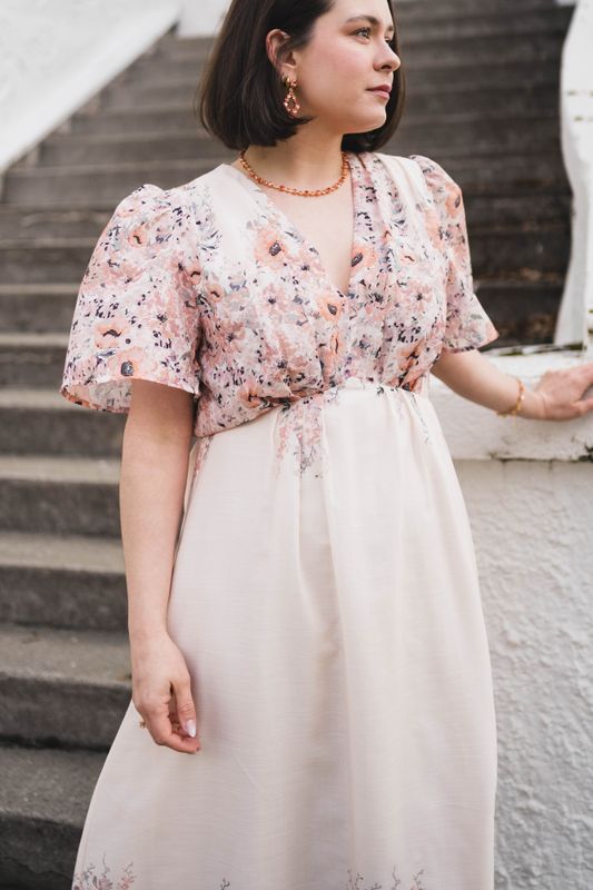 Serna Flower Print Dress Burned Powder 