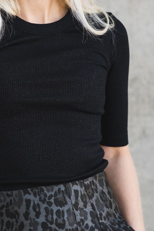 Dagna Lurex T-Shirt Black Glitter 
