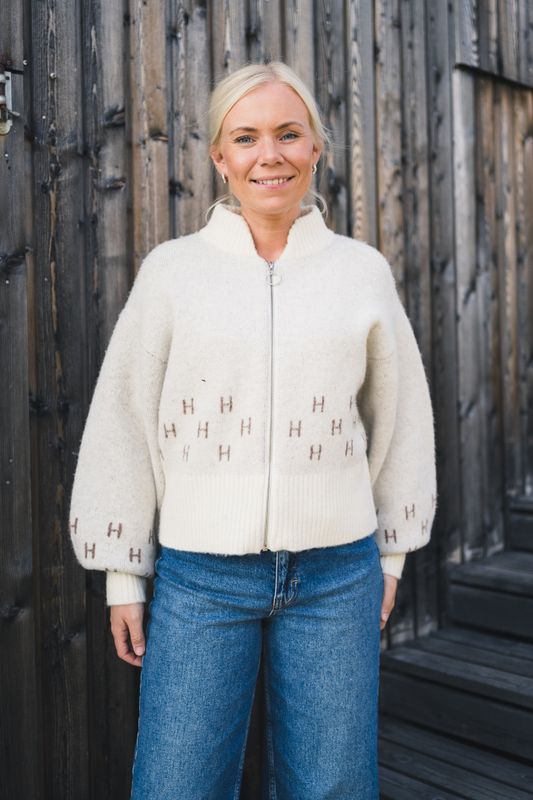 Martha Jacket Short Offwhite With Brown Melange 