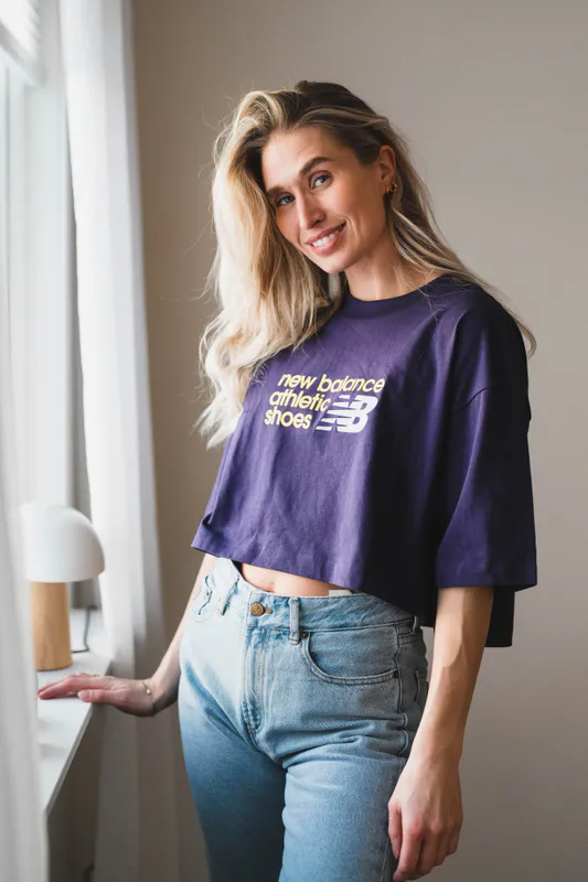 Athletics Premium Chest Logo Cropped T-Shirt Boysenberry