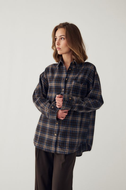 Marlon Shirt Brown Blue Check 