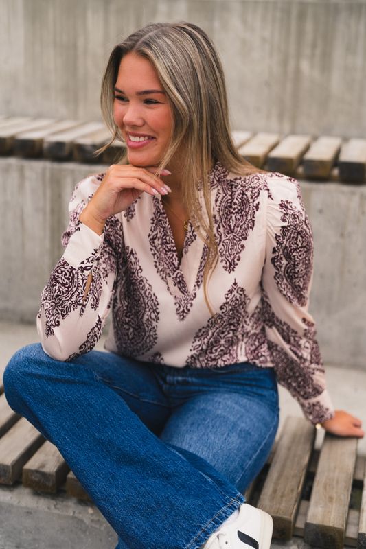 Rosslyn Paisley Drop Blouse Burgundy