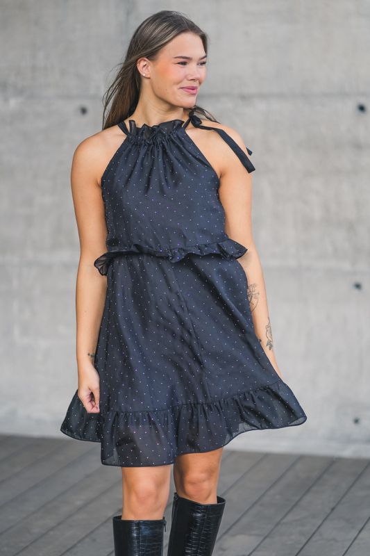 Rida Bedazzled Dress Black 