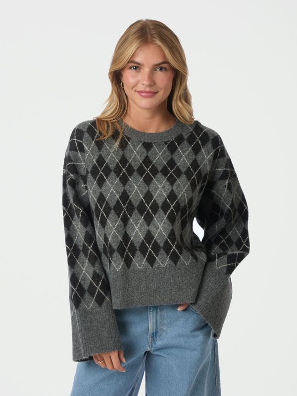 Kick Check Knit Blouse Antracit 