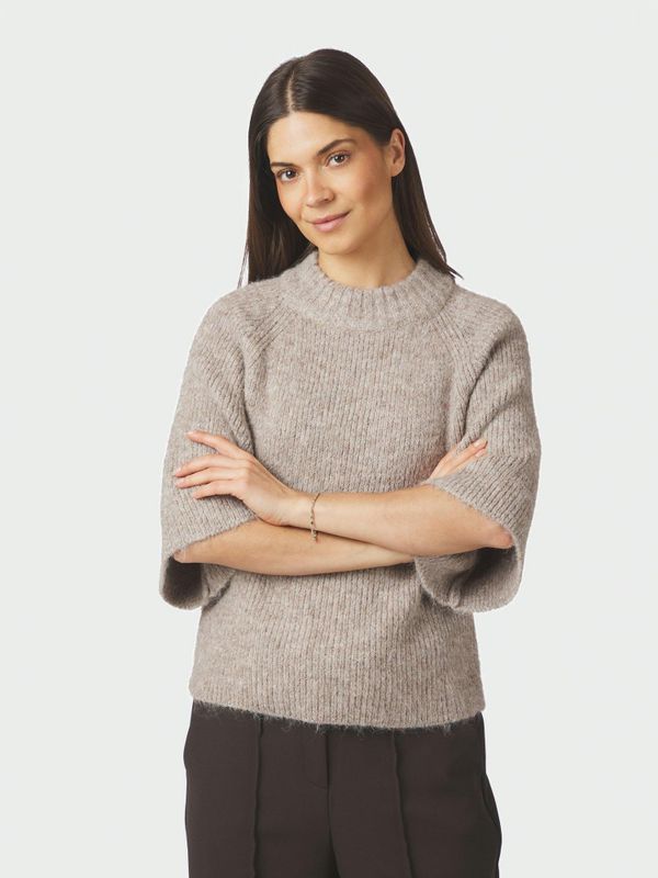 Bandi Fluffy Knit Blouse Beige Melange 