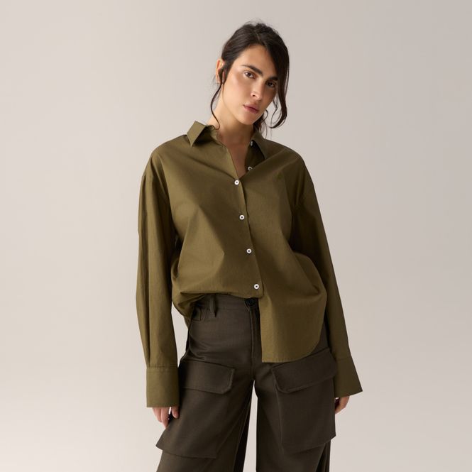 Hovedbilde Caryn Poplin Khaki Dark Forest
