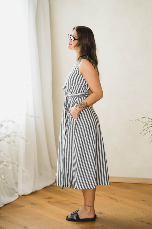 Inez Dress Navy Stripe 