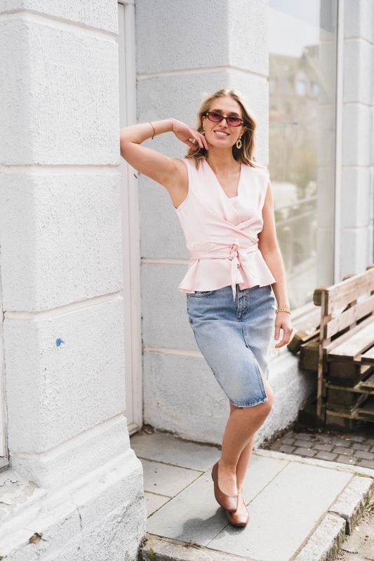 Risetta Heavy Sateen Top Light Pink 