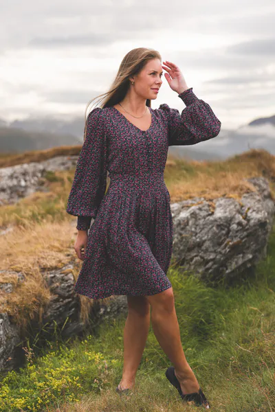 Hovedbilde Sabby Button Dress Red Flower Aop 