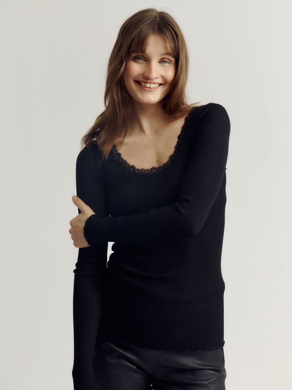 Babette Silk T-Shirt W/Lace Black 