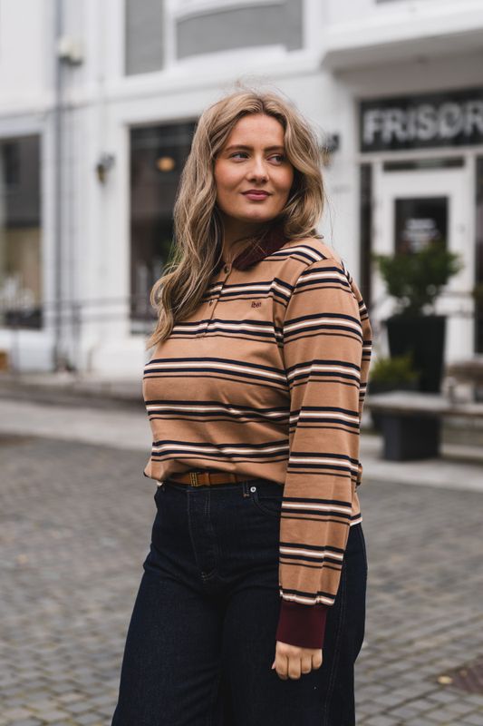 Grit Pique Sweater Camel Stripe