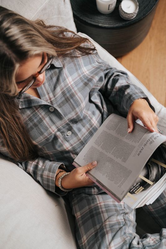 Flannel Pyjamas Set Dusty Blue 