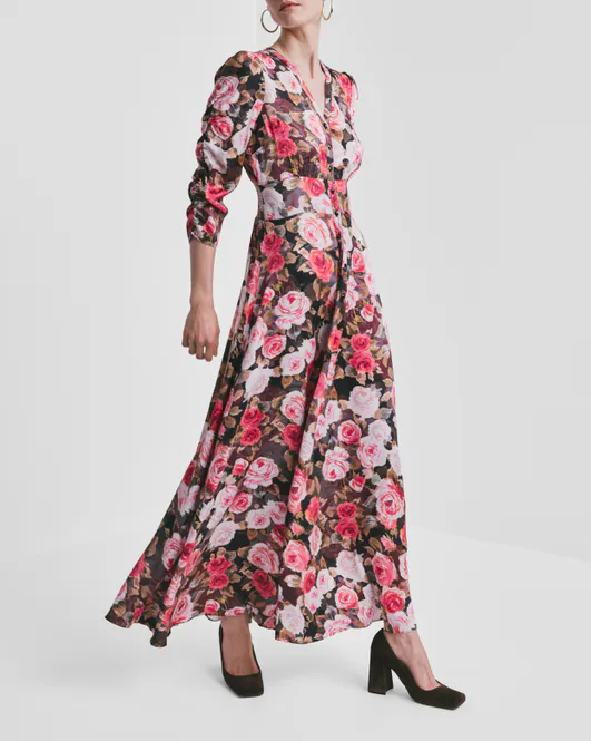 Hovedbilde Satin Button-Down Dress Midnight Roses 