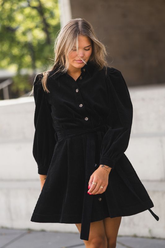 Corduroy Mini Dress Black 