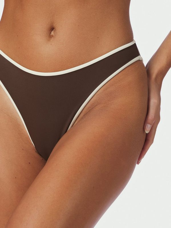 Jovita Solid Contrast Bikini Brief Dark Brown/Creme 