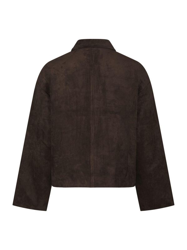 Titan Faux Suede Leather Jacket Dark Brown 