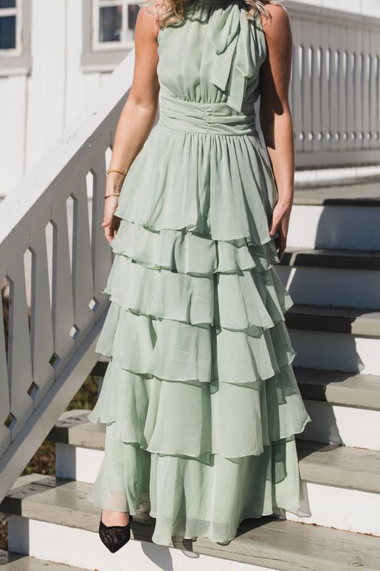 Marli Solid Chiffon Dress Light Green 