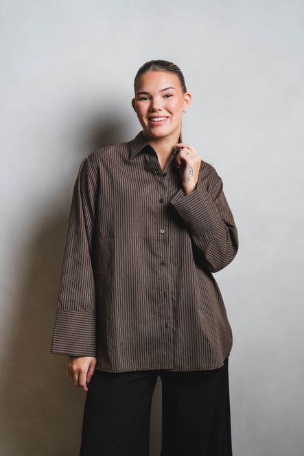 Hovedbilde Dita Striped Line Shirt Dark Brown 