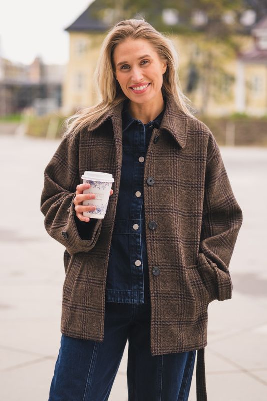 Amaranda Jacket Check Hot Fudge/Rubbe 