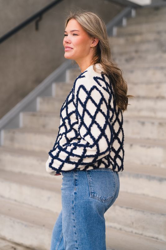 Zigly LS Knit Cardigan Birch Navy Blazer 